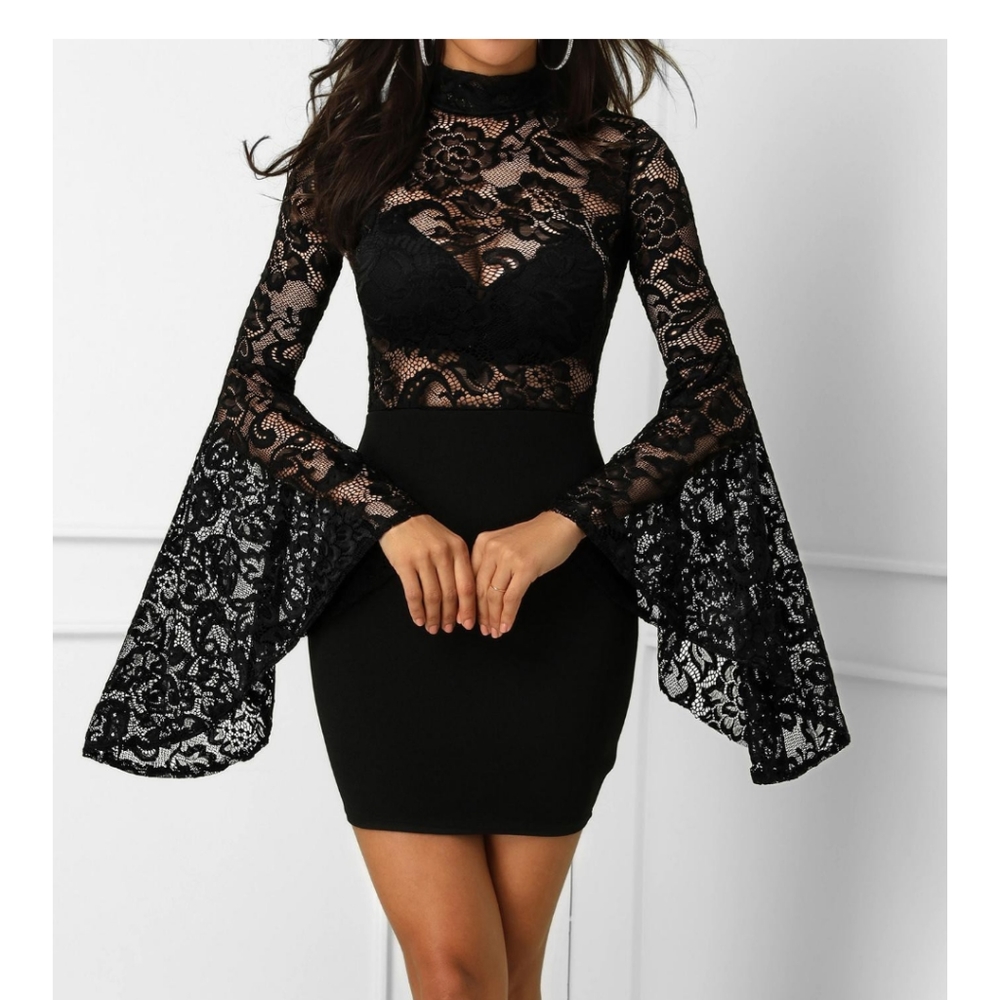 Laced see through upper body com dress